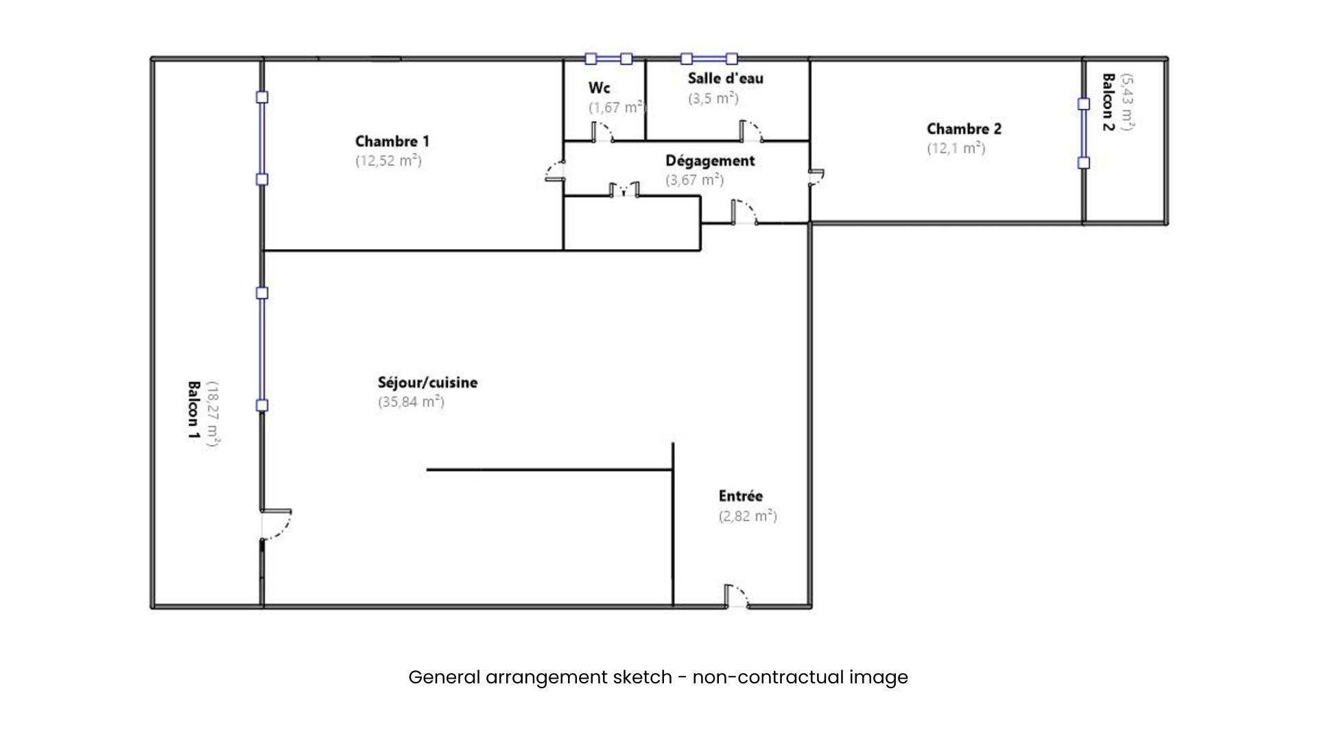 general arrangement sketch of the flat - non-contractual image