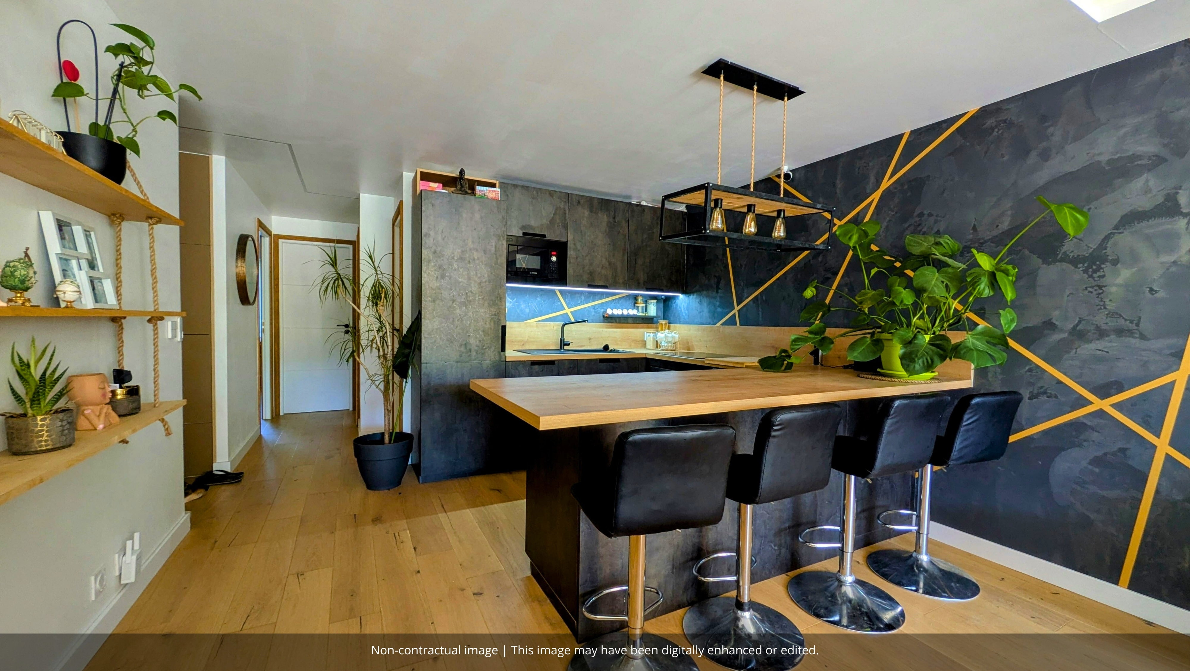 Open-plan kitchen with central island
