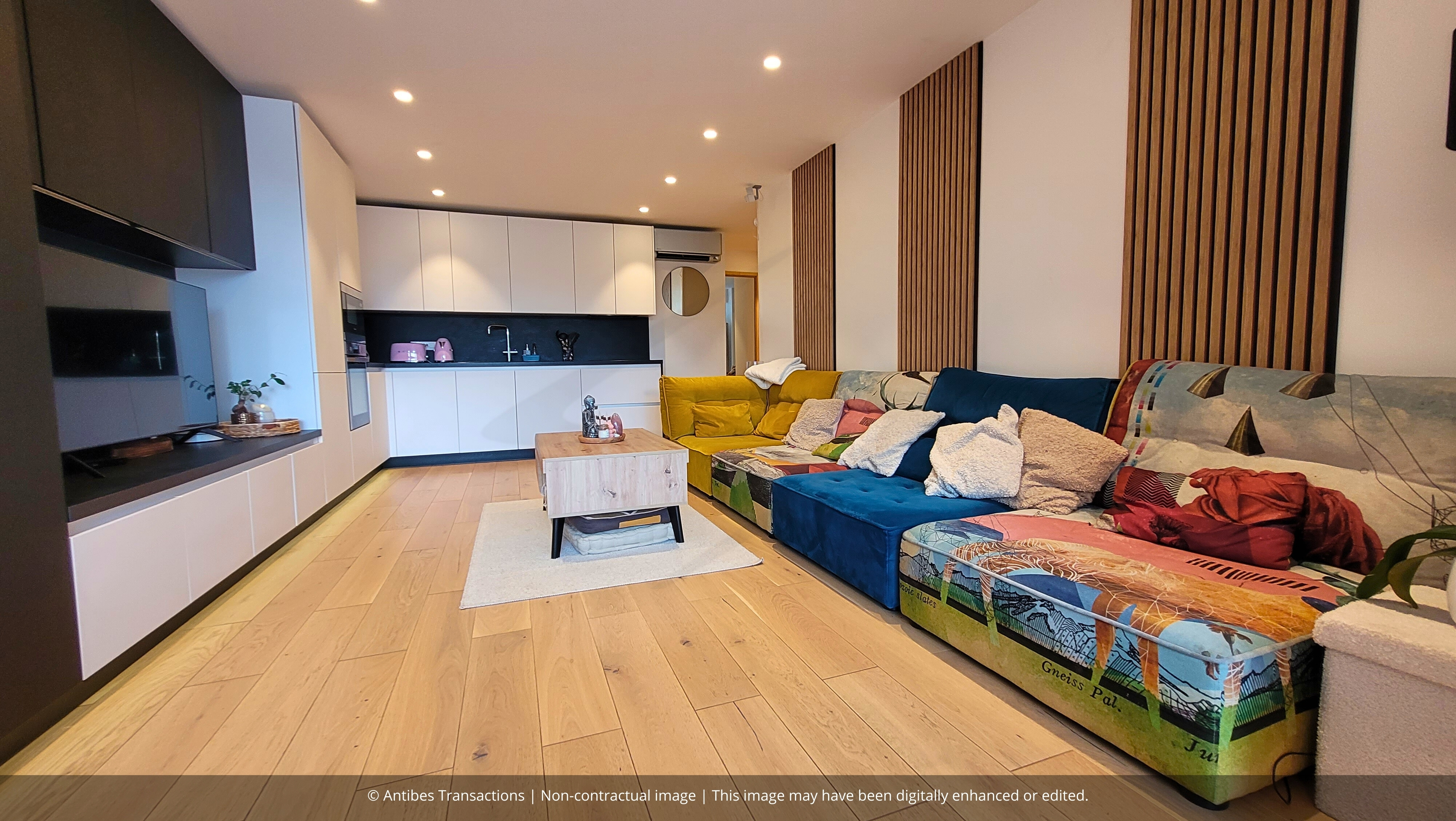 Living room and open-plan kitchen