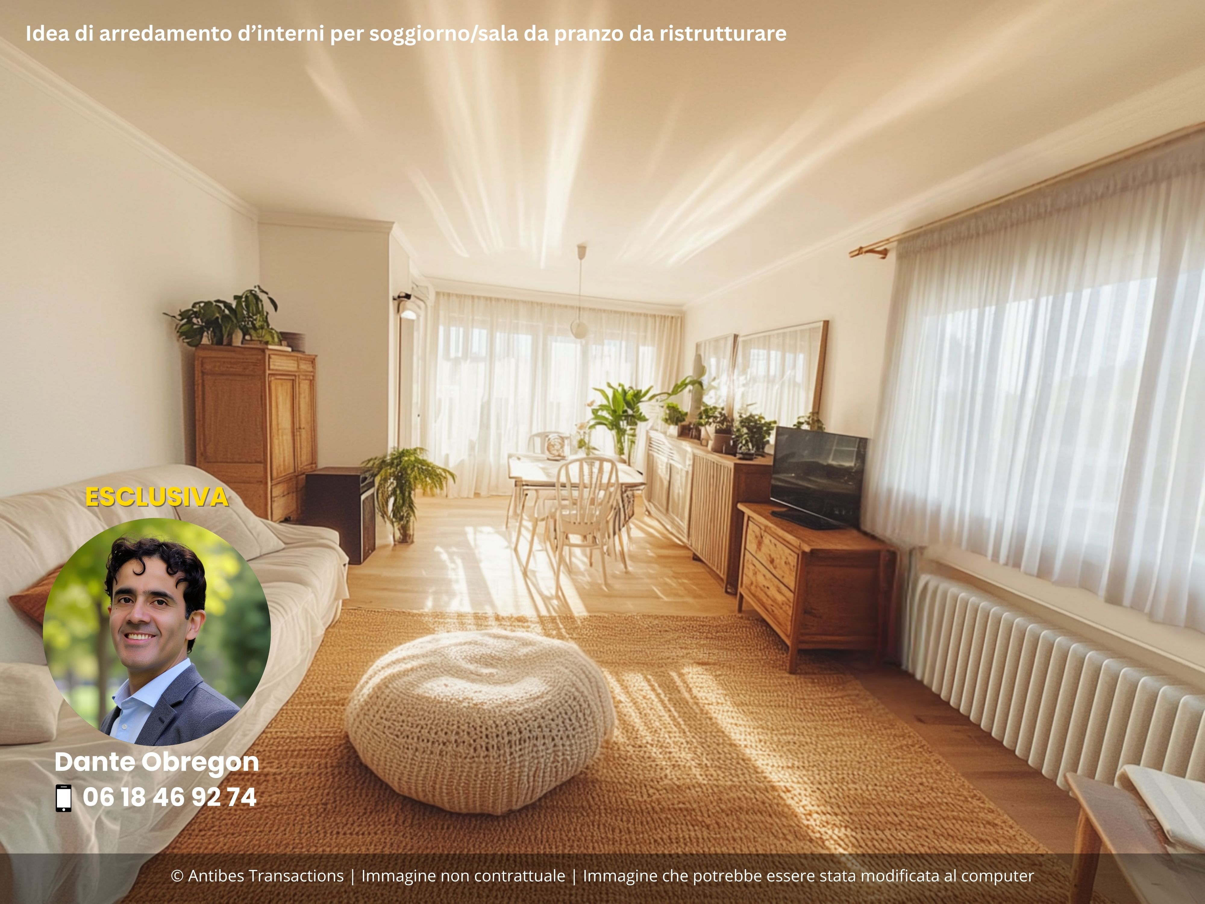 idea di arredamento d’interni per soggiorno/sala da pranzo da ristrutturare