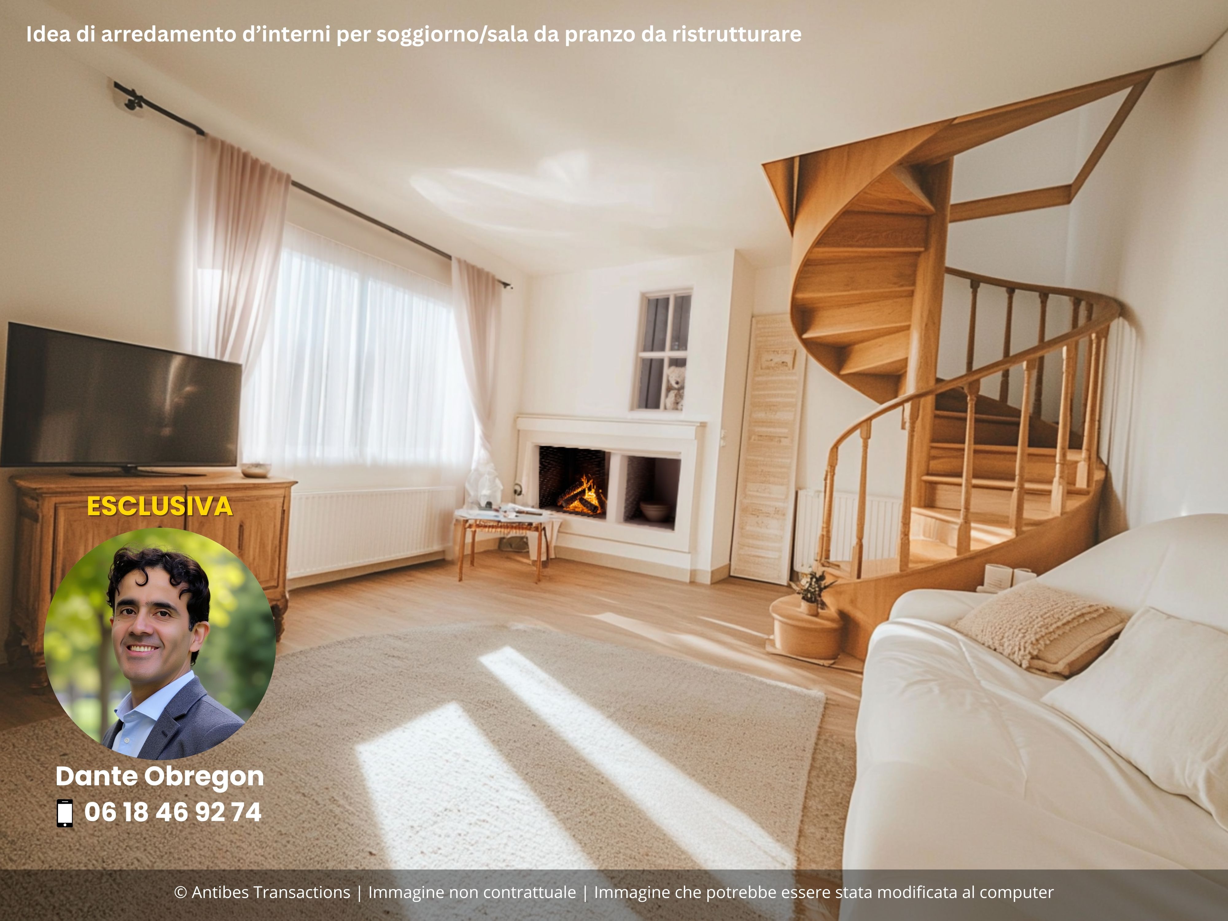 idea di arredamento d’interni per soggiorno/sala da pranzo da ristrutturare