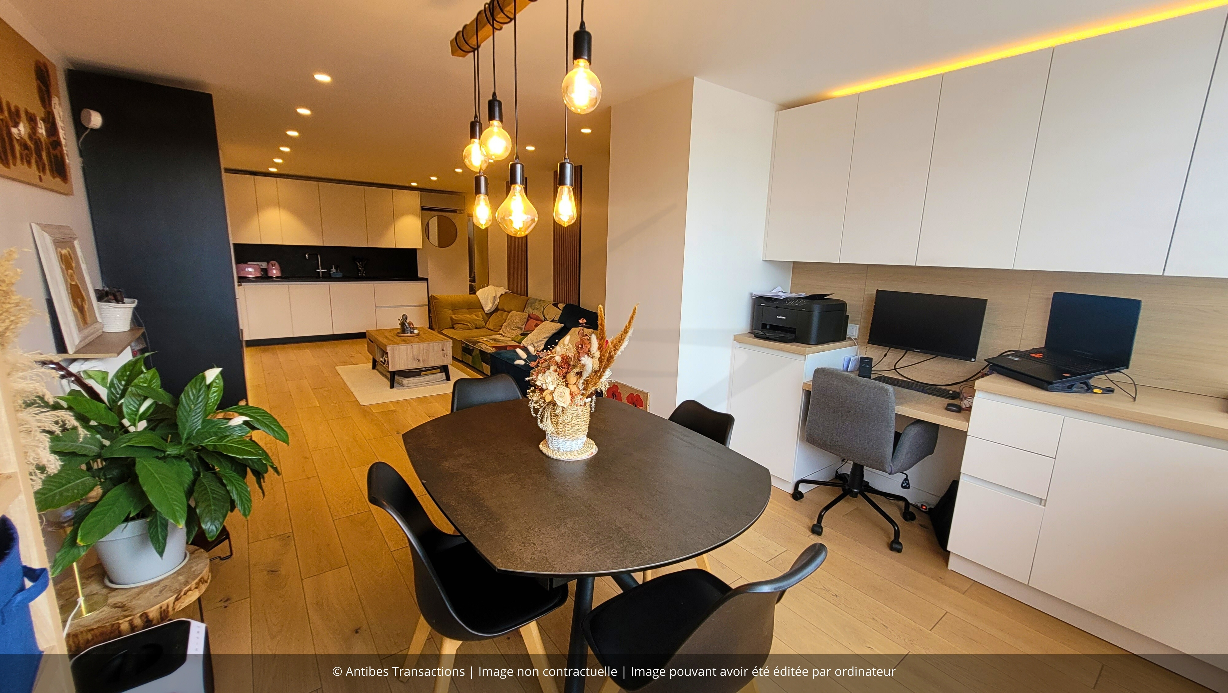 Séjour/salle à manger avec espace bureau sur mesure